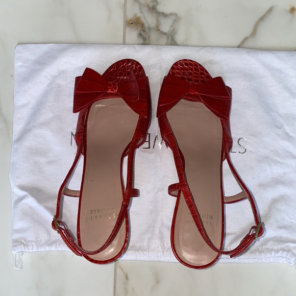 Stuart Weitzman beautiful red croco handbag and high heel sandals - Picture 4 of 10